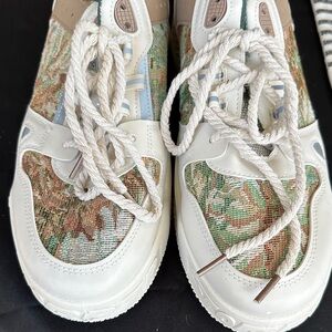 Men's White and Green Sneakers